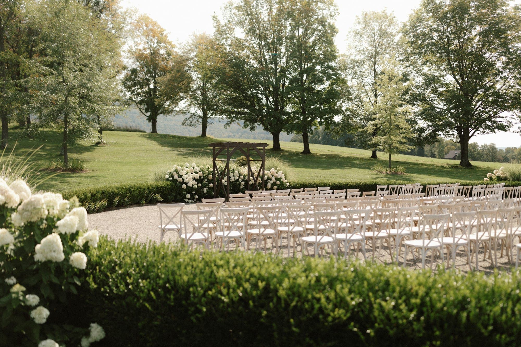 Ceremony chairs on the lawn