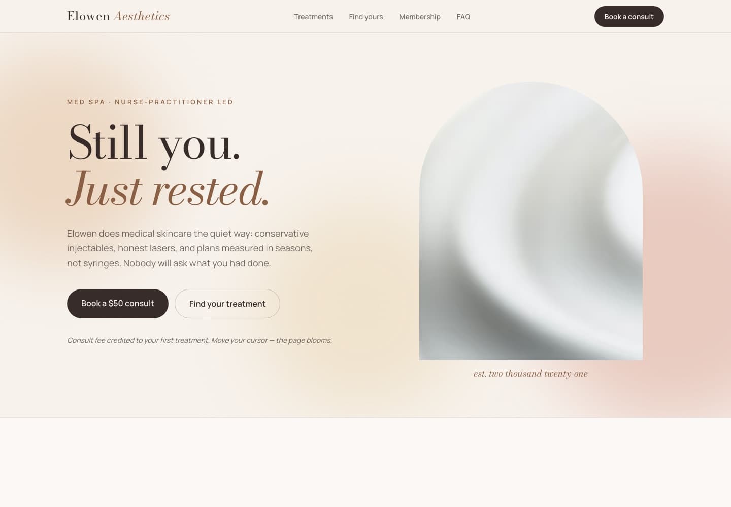 Elowen Aesthetics — Med spa concept site