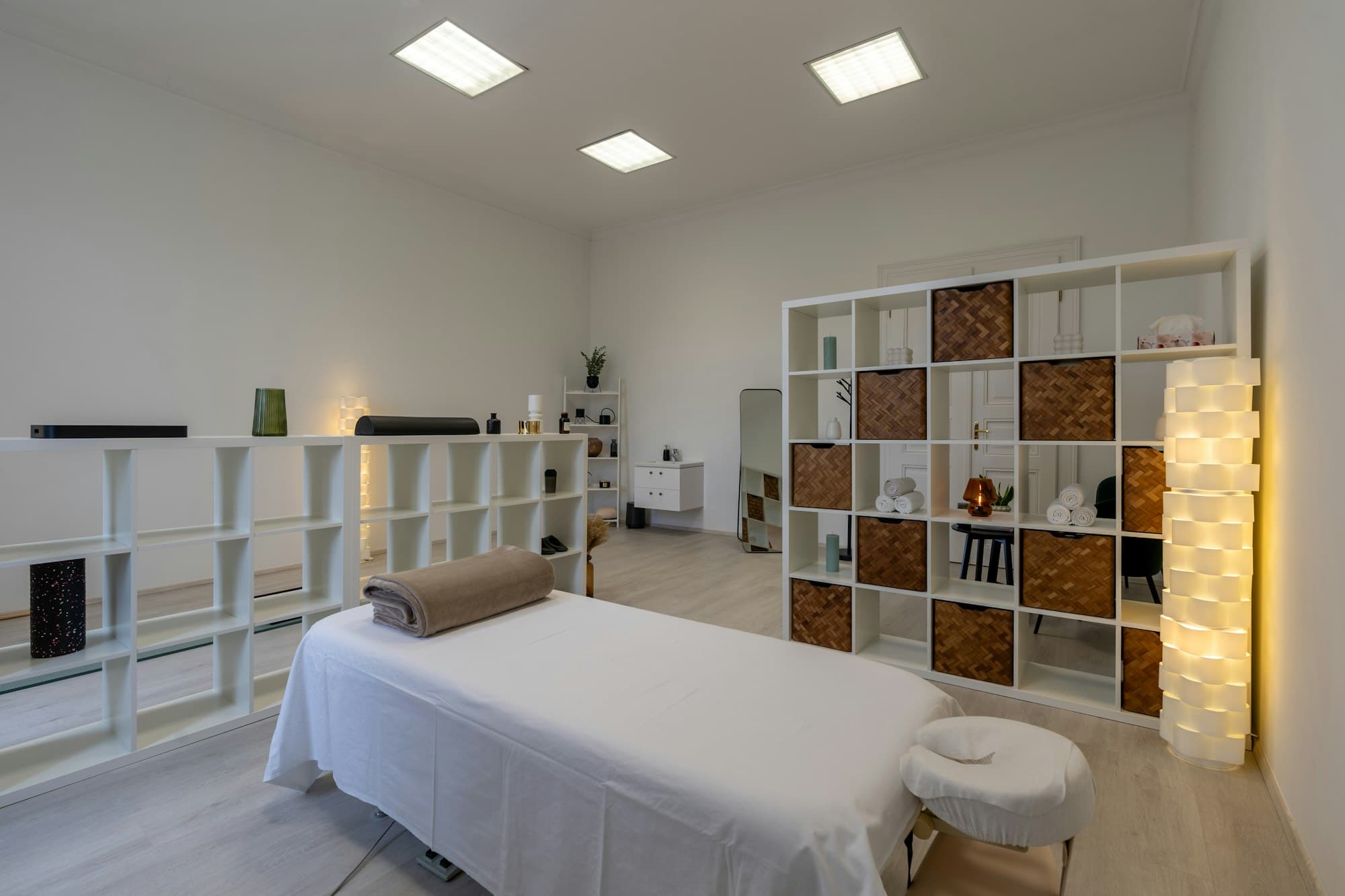 A calm, prepared treatment room