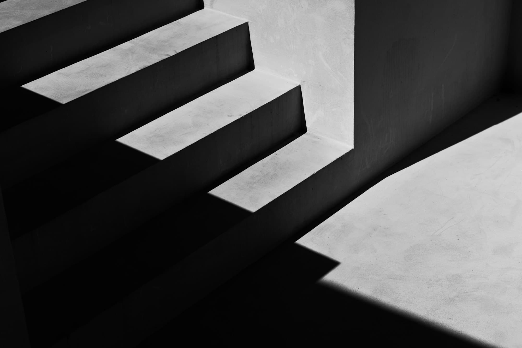 Concrete stairs with sharp shadows